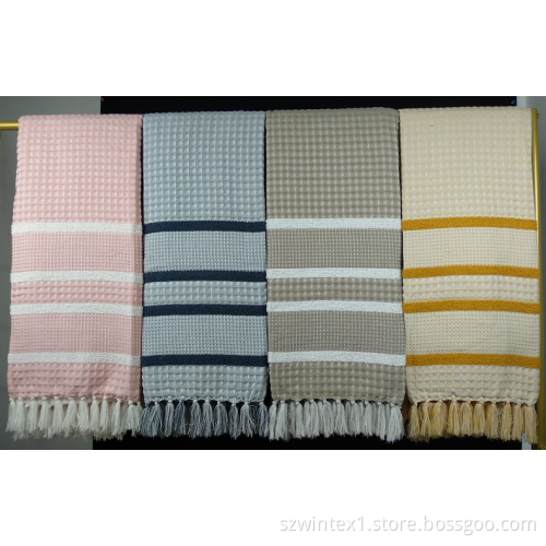 Jacquard Waffle & Strip Blanket